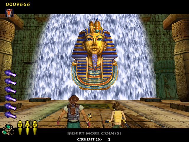 The Maze of the Kings (Arcade) screenshot: First boss is a pharaoh