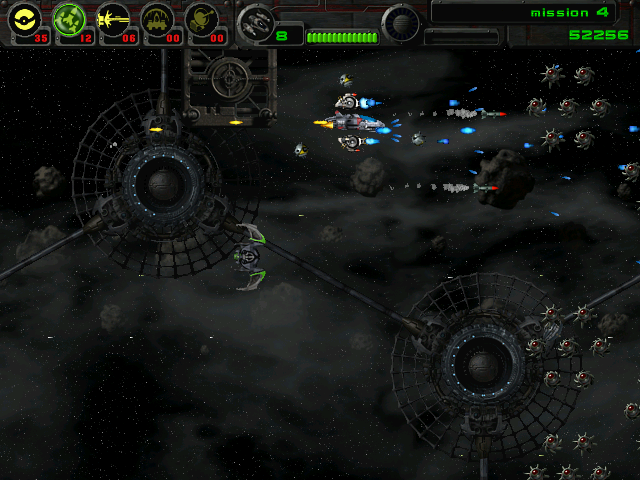 Astrobatics (Windows) screenshot: Danger! Minefield ahead!