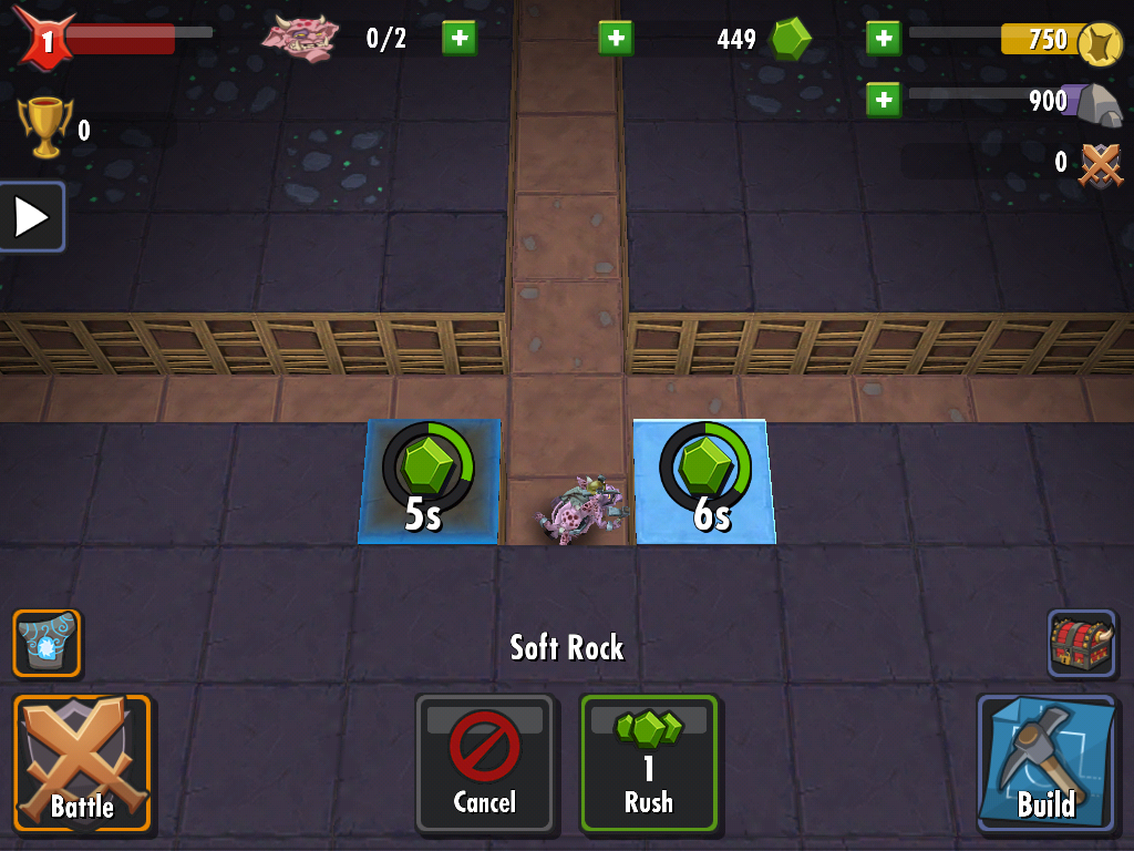 Dungeon Keeper (iPad) screenshot: Clearing some rocks
