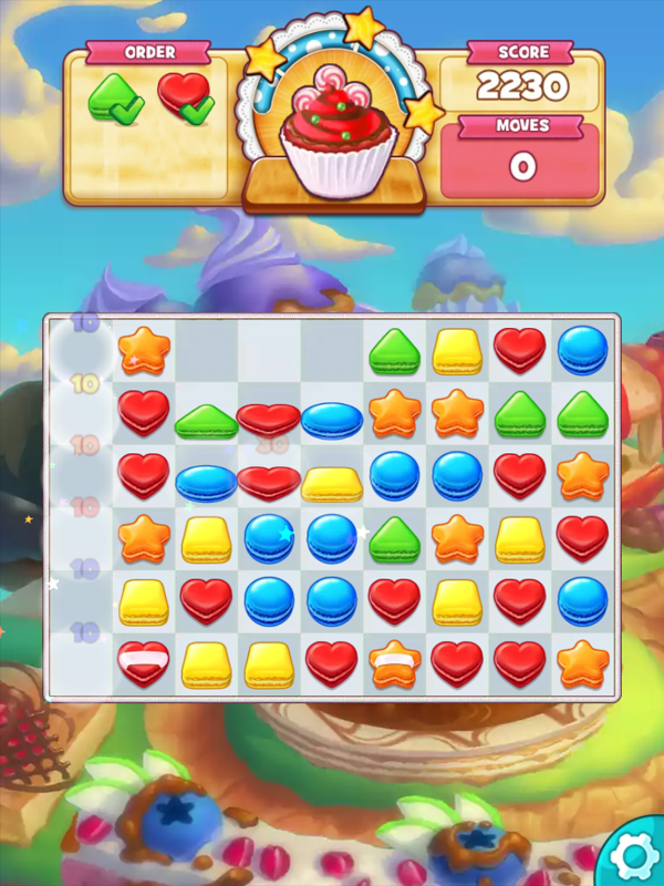 Cookie Jam (iPad) screenshot: Cookie Crunch clears several cookies that gain you points.