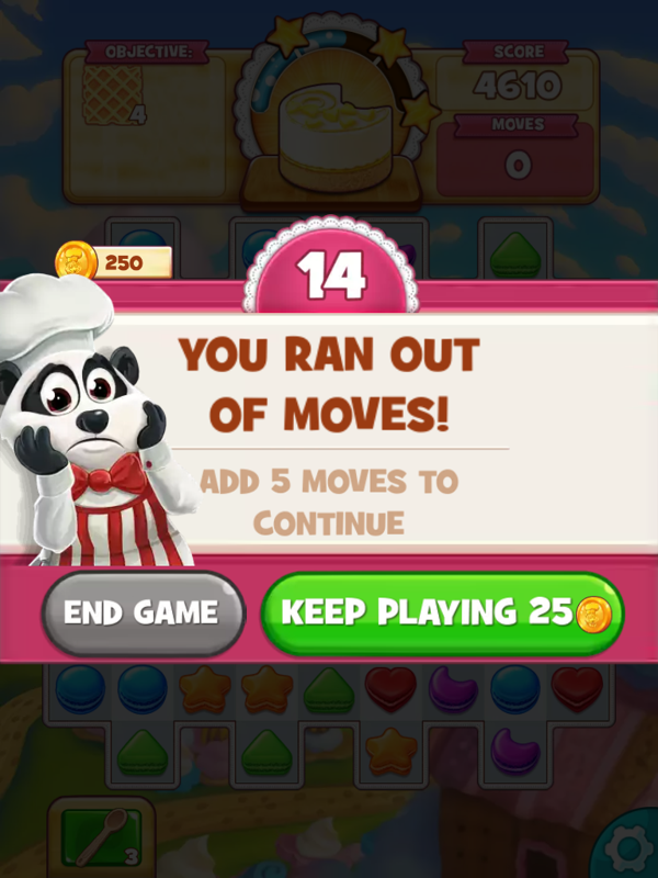 Cookie Jam (iPad) screenshot: I ran out of moves before I finished.