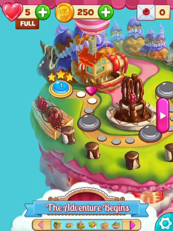 Cookie Jam (iPad) screenshot: The map for the first area