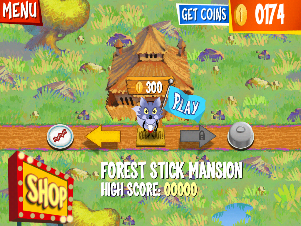 Wolf Toss (iPad) screenshot: I'm at the Forest Stick Mansion