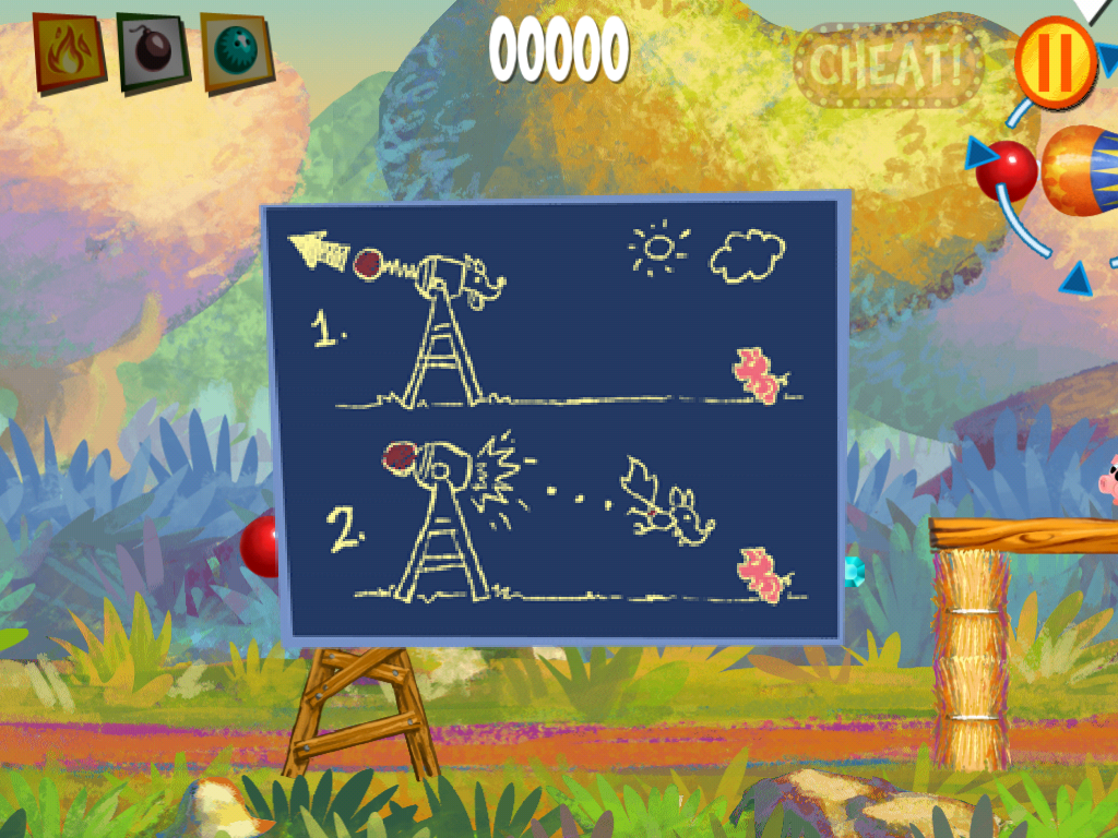 Wolf Toss (iPad) screenshot: Most early levels provide a hint