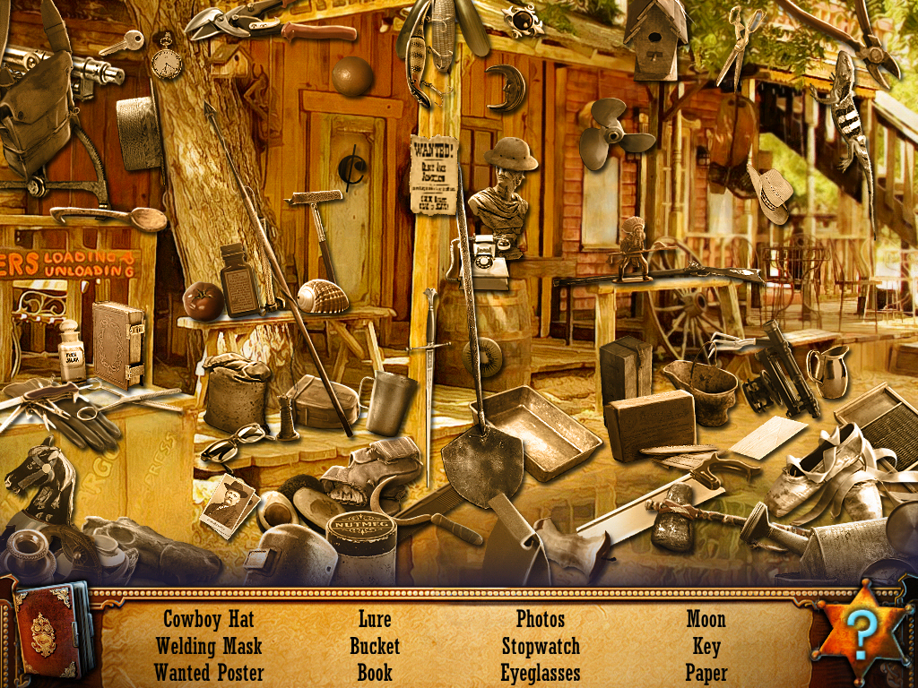 Wild West Quest (iPad) screenshot: I need to find the items listed at the bottom.