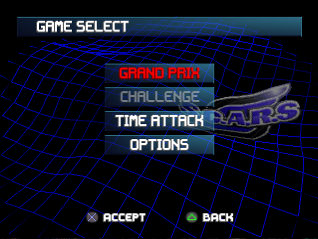 S.C.A.R.S. (PlayStation) screenshot: Menu screen
