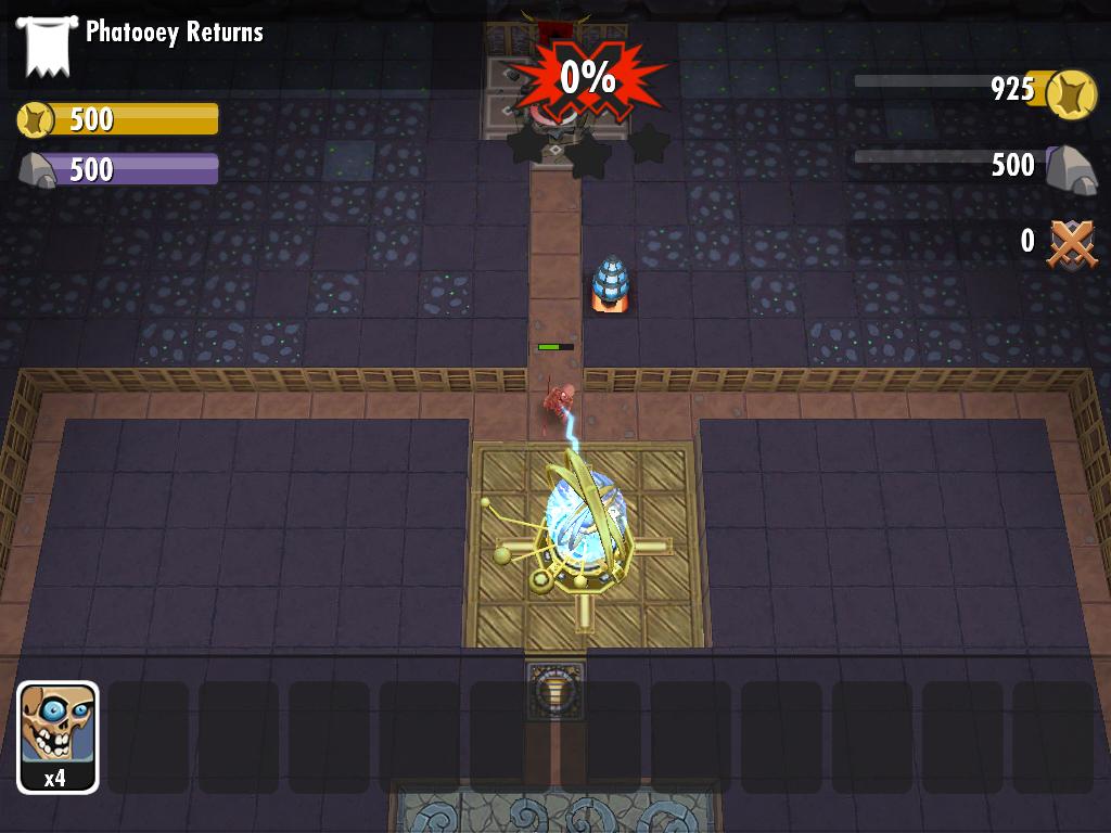 Dungeon Keeper (iPad) screenshot: Attacking our enemy's dungeon