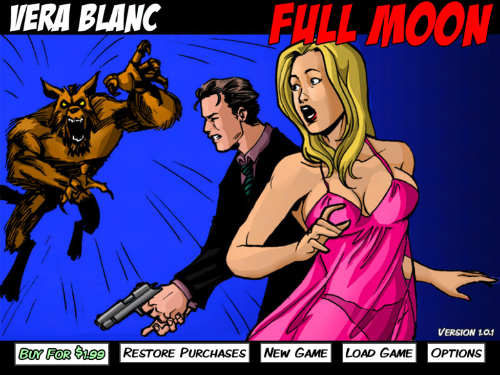 Vera Blanc: Episode 1 - Full Moon (iPad) screenshot: Title and main menu