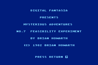 Feasibility Experiment (Atari 8-bit) screenshot: Title Screen