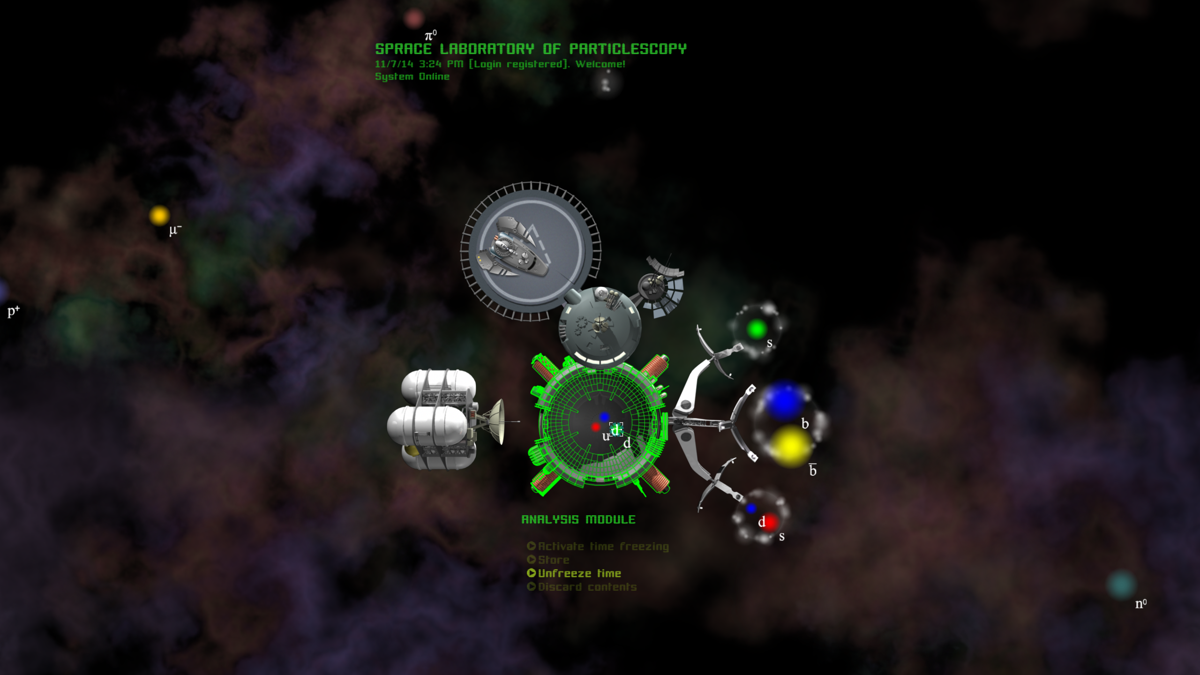 SPRACE Game (Windows) screenshot: Building a new subatomic particle