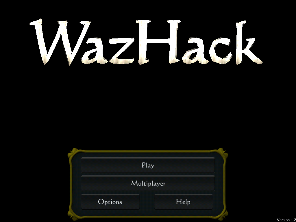 WazHack (iPad) screenshot: Title and main menu