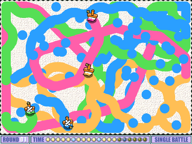 Battle Painters (Windows) screenshot: The bonus brings random color for the blue player
