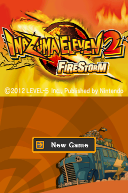 Inazuma Eleven 2: Firestorm (Nintendo DS) screenshot: Title screen (English)