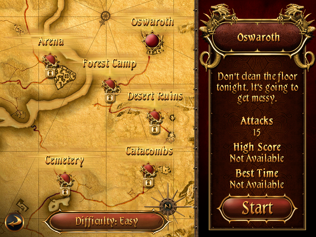 Two Worlds II: Castle Defense (iPad) screenshot: Starting your first campaign