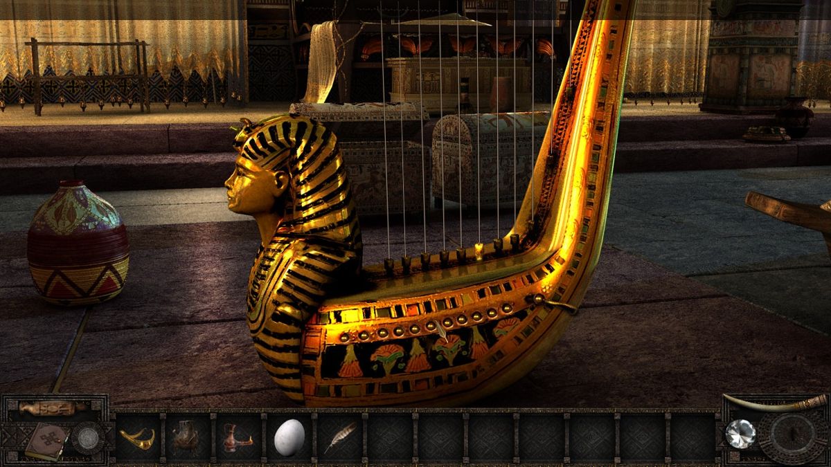 Chronicles of Mystery: Secret of the Lost Kingdom (Windows) screenshot: Play the harp to soothe the baby