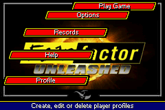 Fear Factor: Unleashed (Game Boy Advance) screenshot: Main menu