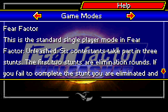 Fear Factor: Unleashed (Game Boy Advance) screenshot: Game instructions - Game Modes