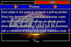 Fear Factor: Unleashed (Game Boy Advance) screenshot: Phobias