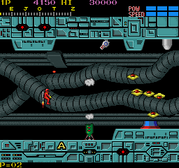 Section-Z (Arcade) screenshot: Gun turrets to contend with.