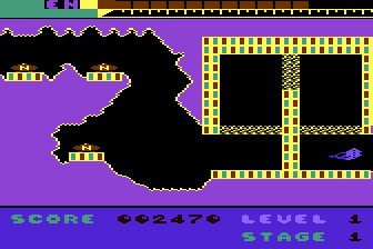 Warlok (Atari 8-bit) screenshot: The maze is exceptionally difficult to get through.