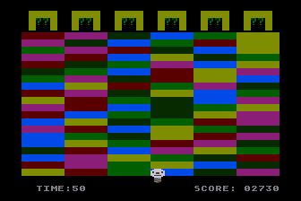 PuzzlePanic (Atari 8-bit) screenshot: Follow the Color Bridge to the Top