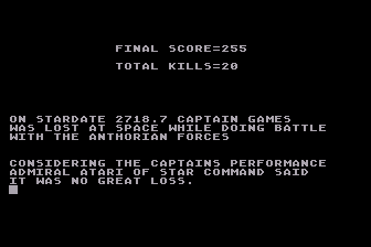 Space Trap (Atari 8-bit) screenshot: I am Lost