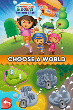 Team Umizoomi & Dora's Fantastic Flight (Nintendo DS) screenshot: Adventure Mode - Choose a World