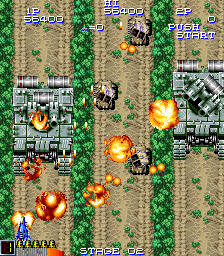 Final Star Force (Arcade) screenshot: Level 2 big tanks