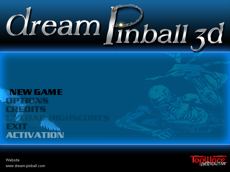 Dream Pinball 3D (Windows) screenshot: Title (menu) screen