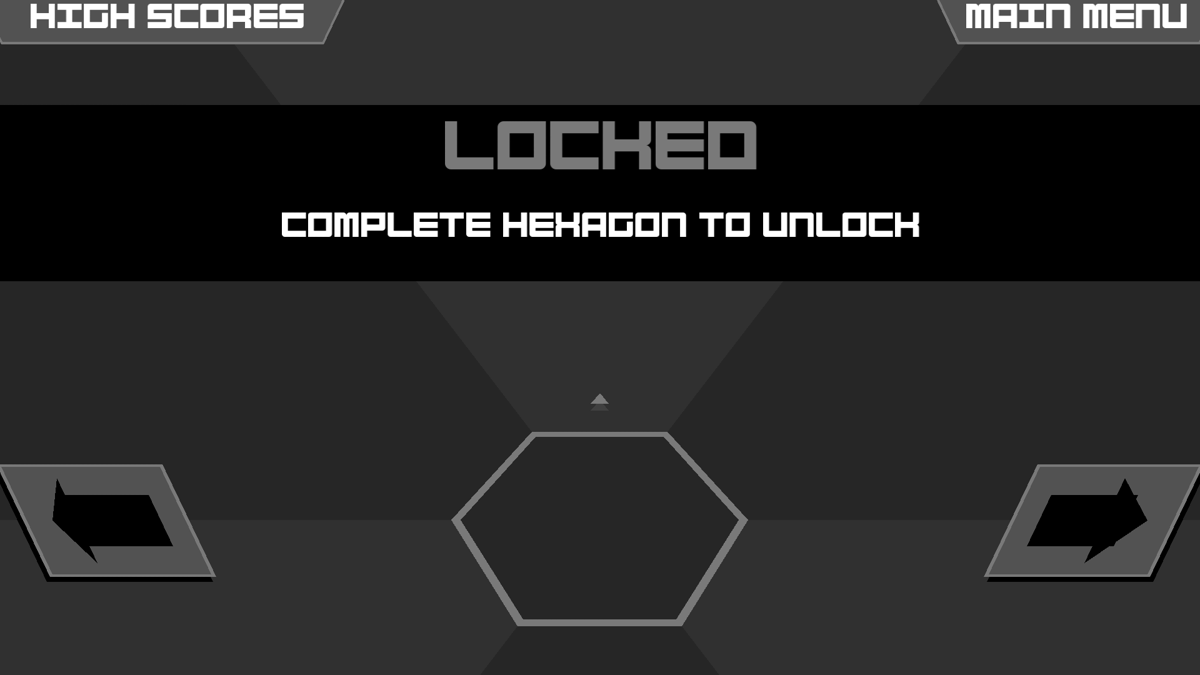 Super Hexagon (Android) screenshot: Hyper modes are initially locked