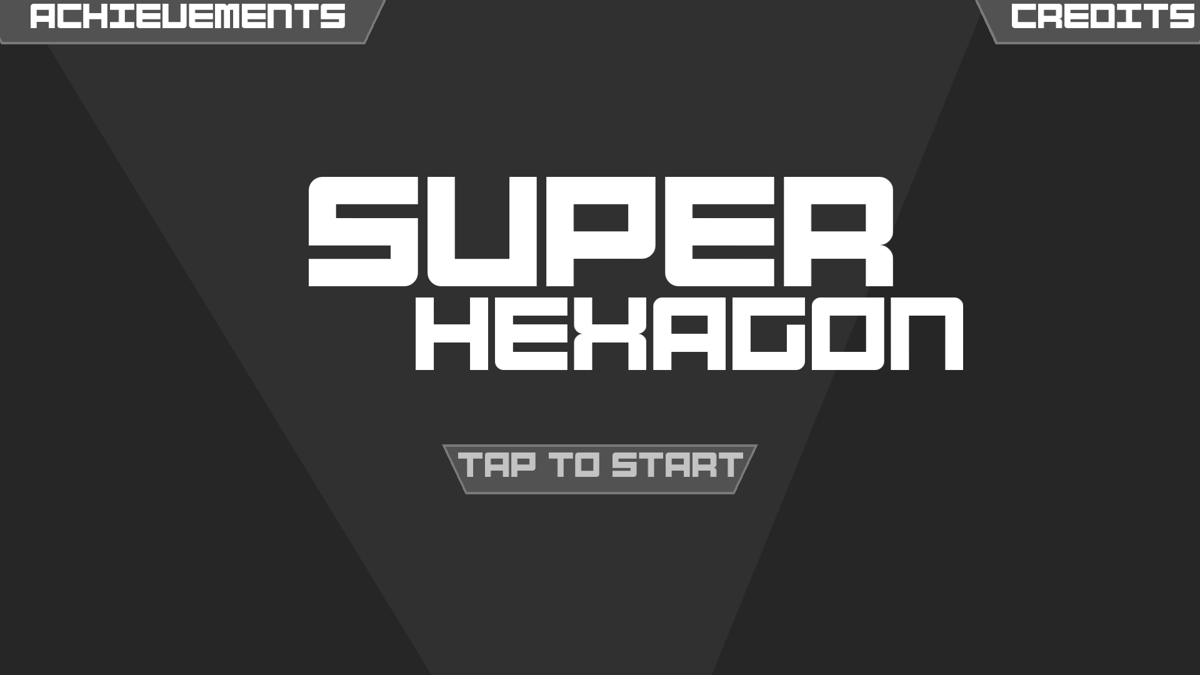 Super Hexagon (Android) screenshot: Title and menu screen