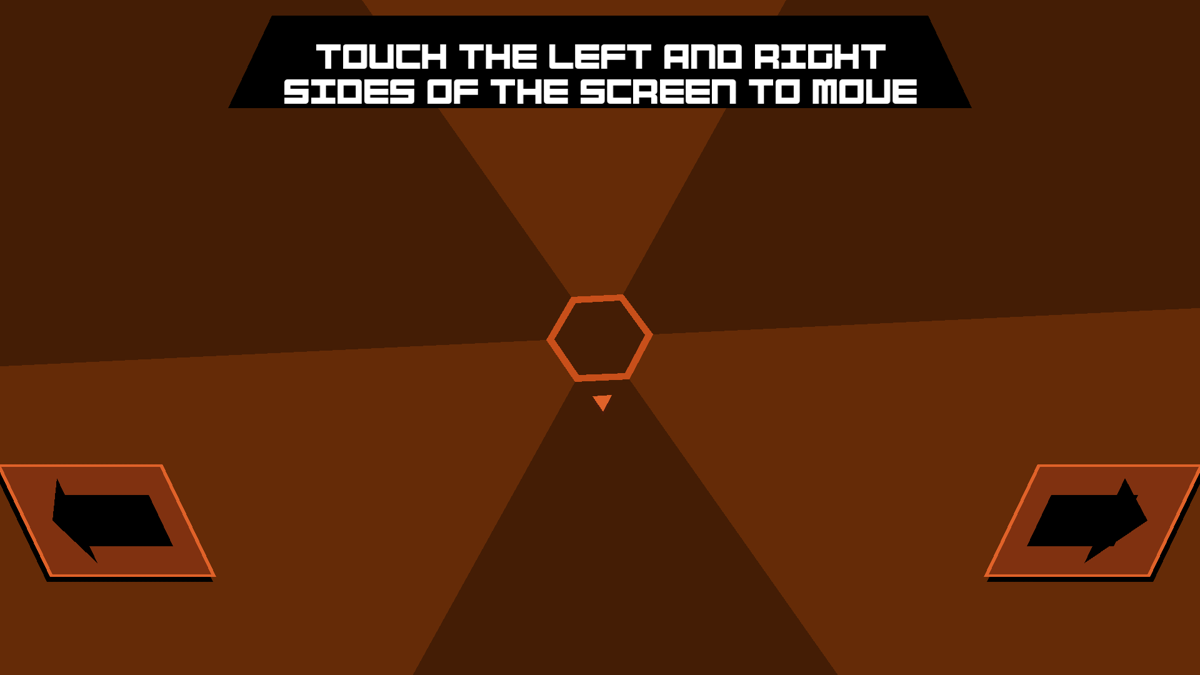 Super Hexagon (Android) screenshot: How to play is said at the start