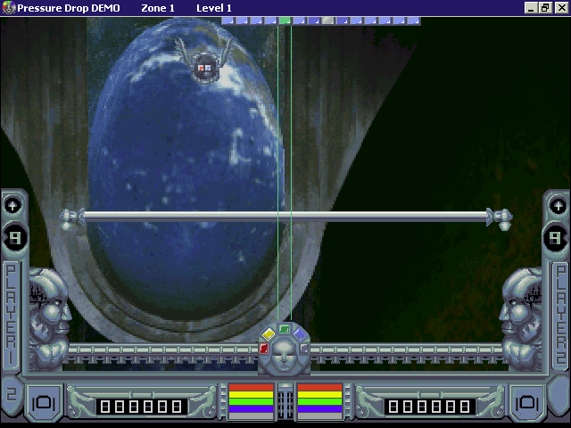 Pressure Drop (Windows) screenshot: The start of a single player game The Chromagun is currently set to green