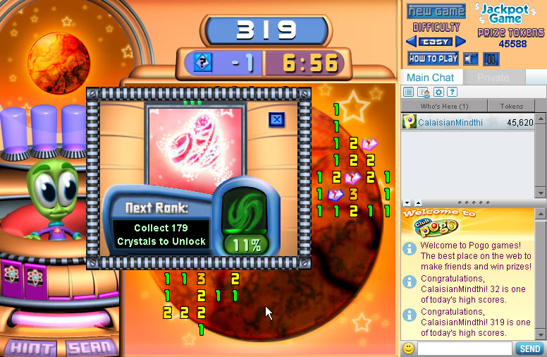 Stellar Sweeper (Browser) screenshot: That's a lot of crystals.