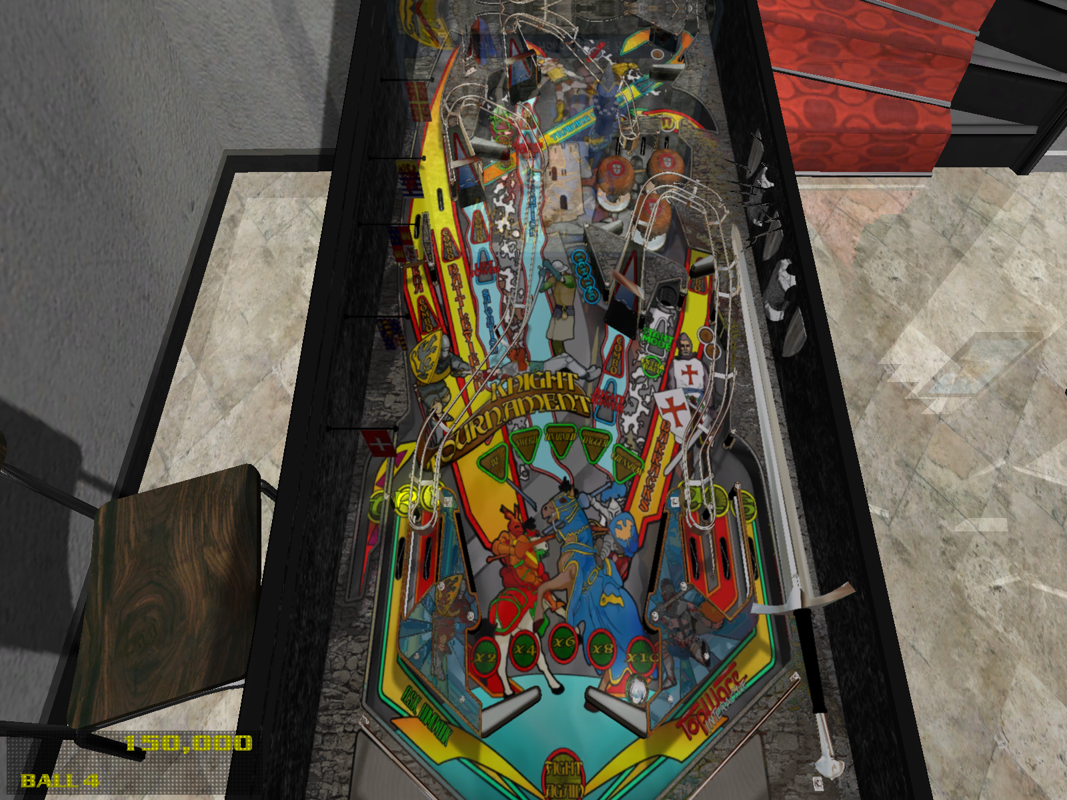 Dream Pinball 3D (Windows) screenshot: View type n. 7 (Knight Tournament table)