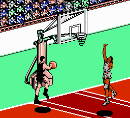 All-Pro Basketball (NES) screenshot: Going up for a dunk