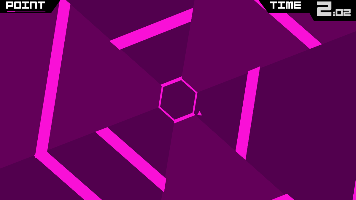 Super Hexagon (Android) screenshot: Brighter hues characterize graphics in more advanced levels