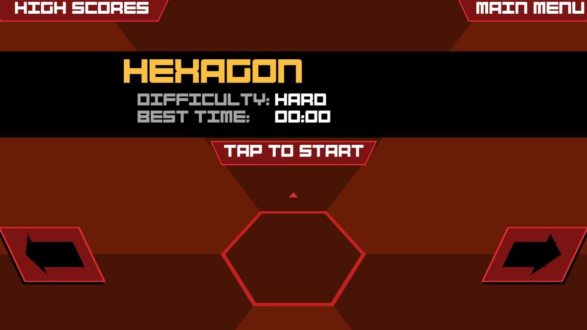 Super Hexagon (Android) screenshot: Lowest difficulty mode ('Hard')