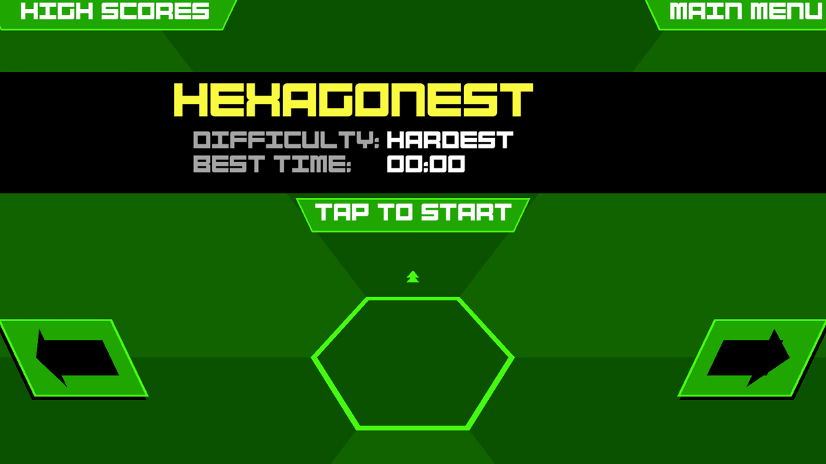 Super Hexagon (Android) screenshot: The second game mode ('Hardest')