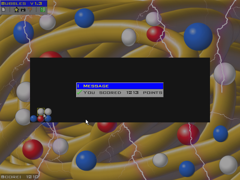 Bubbles (Windows) screenshot: Game over