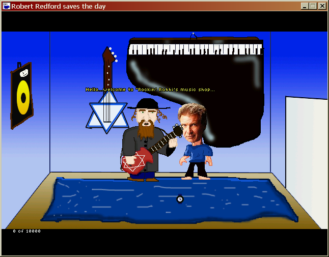 Robert Redford Saves the Day: Episode 2 - The Pit and the Pendulum (Windows) screenshot: Rockin' Rabbi, one of the most rockin' Jews in video game history