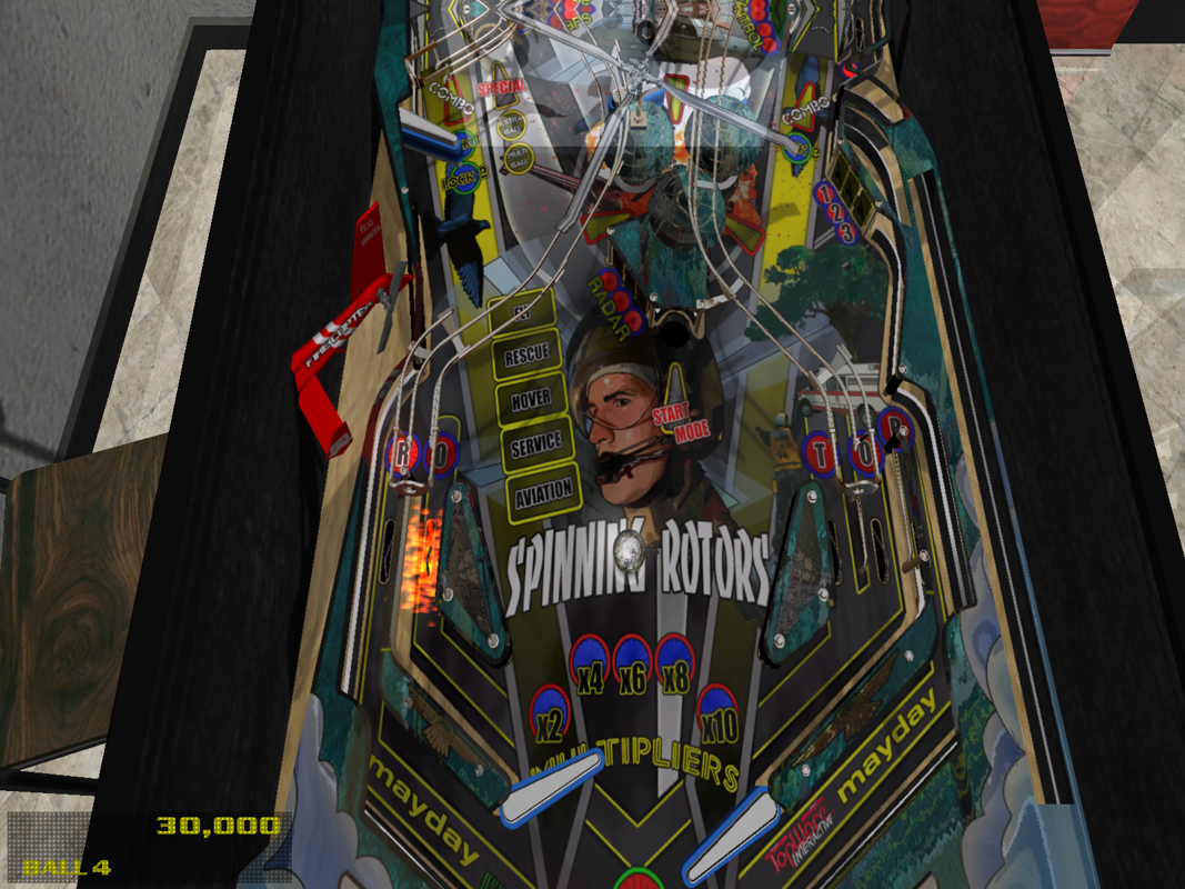 Dream Pinball 3D (Windows) screenshot: View type n.4 (Spinning Rotors Table)
