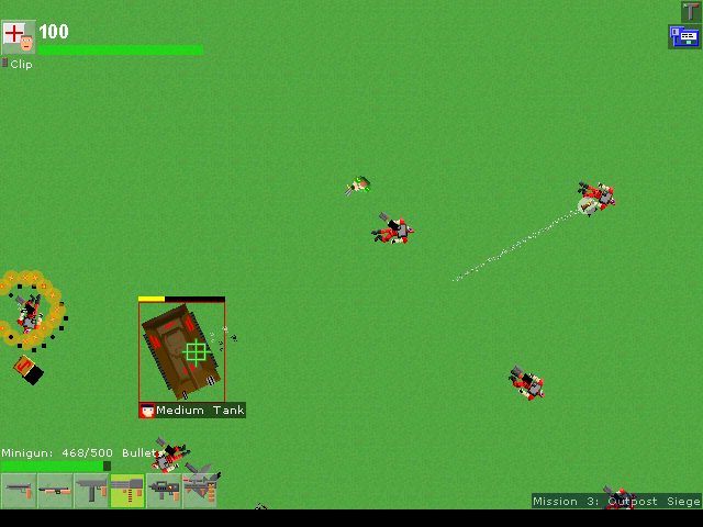 Meteor (Windows) screenshot: That tank is no match for my minigun