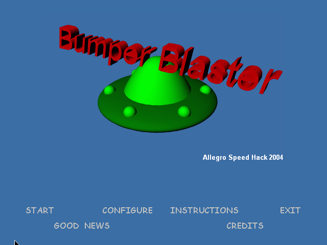 Bumper Blaster (Windows) screenshot: Title screen with main menu