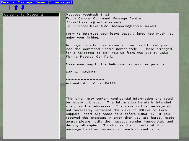Meteor 2 (Windows) screenshot: Briefing