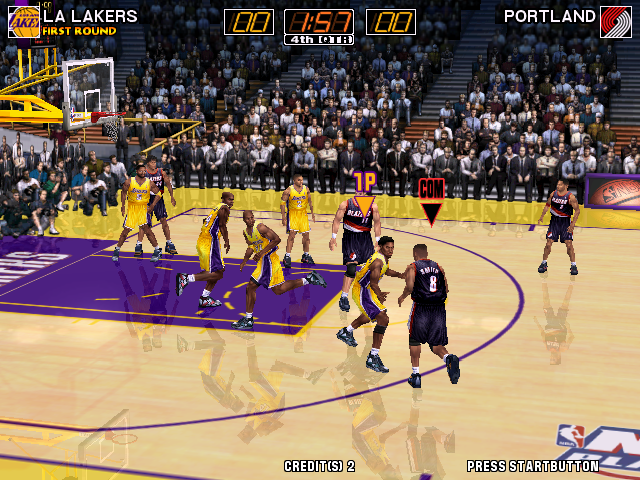 Virtua NBA (Arcade) screenshot: The Blazers are attacking