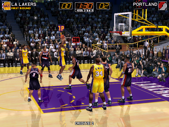 Virtua NBA (Arcade) screenshot: Attempt at shot