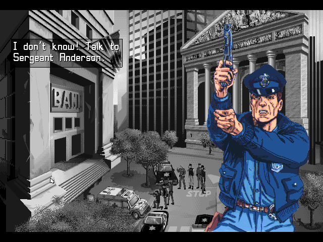 Hopkins FBI (Windows) screenshot: At the bank, find the officer in charge to find out more about the situation.