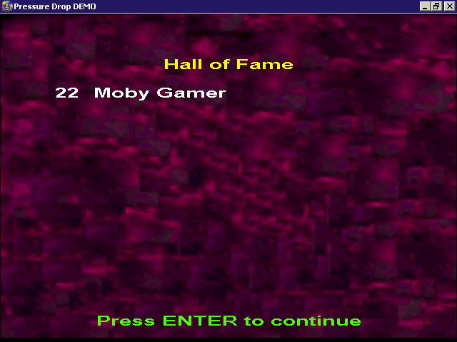 Pressure Drop (Windows) screenshot: The Hall of Fame