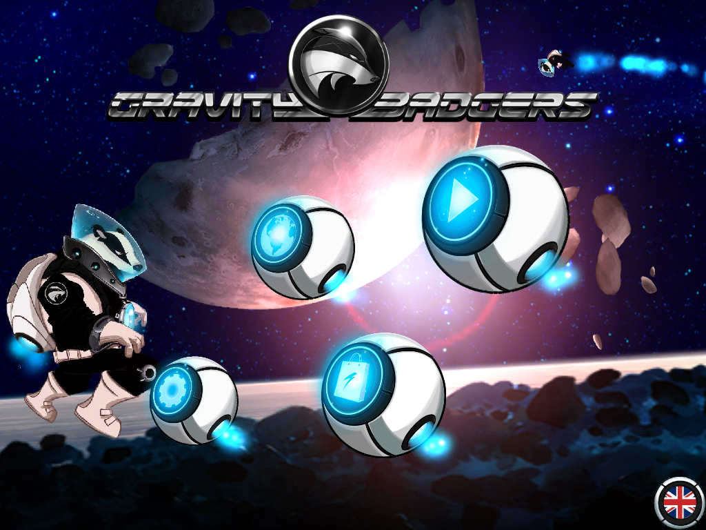 Gravity Badgers (iPad) screenshot: Title and main menu